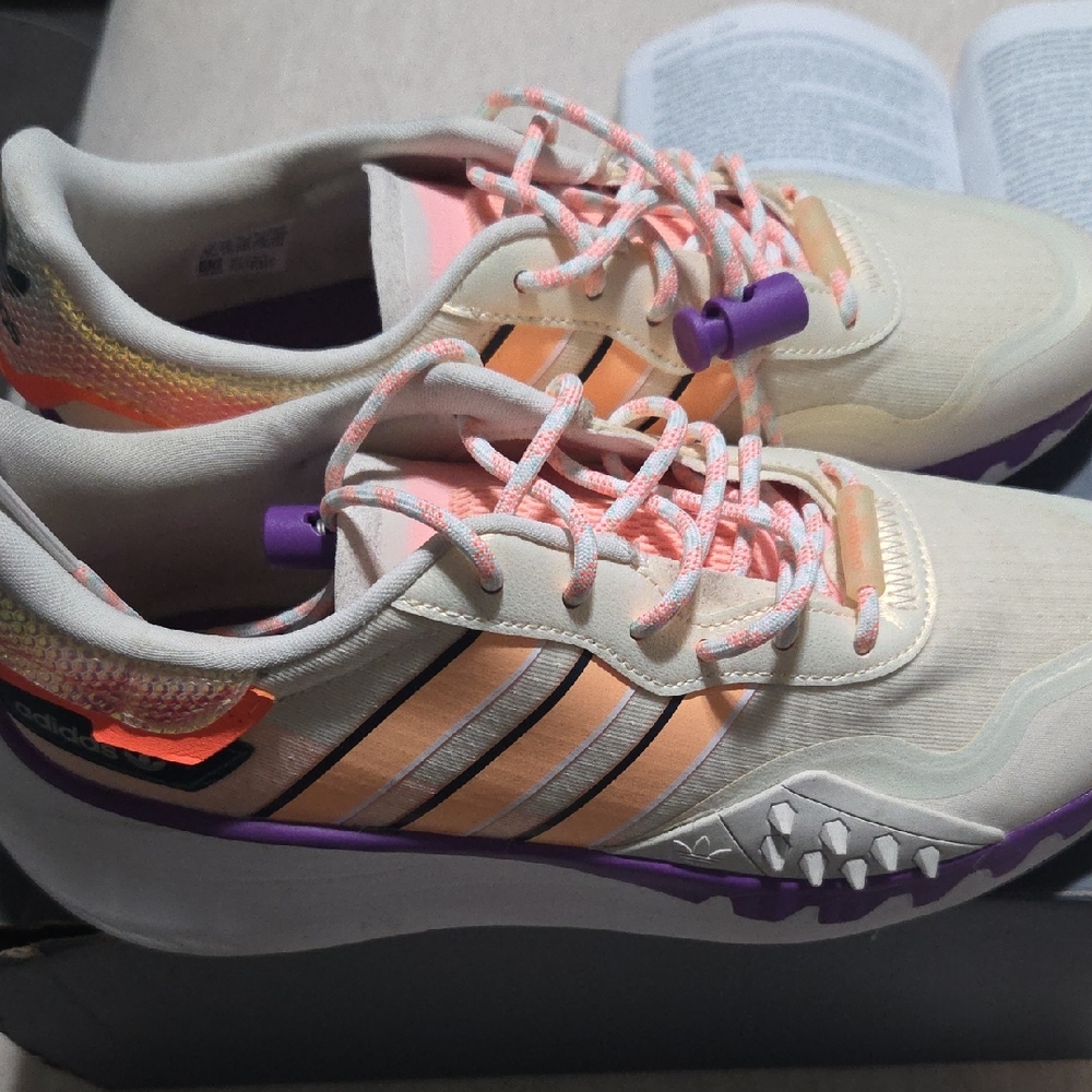 adidas Women’s Peach, Cream & Purple Lace-Up Sneakers